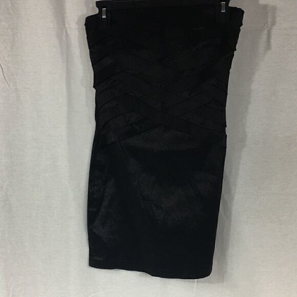 Wet Seal size Medium form fitted black dress strapless layered front - Picture 2 of 7
